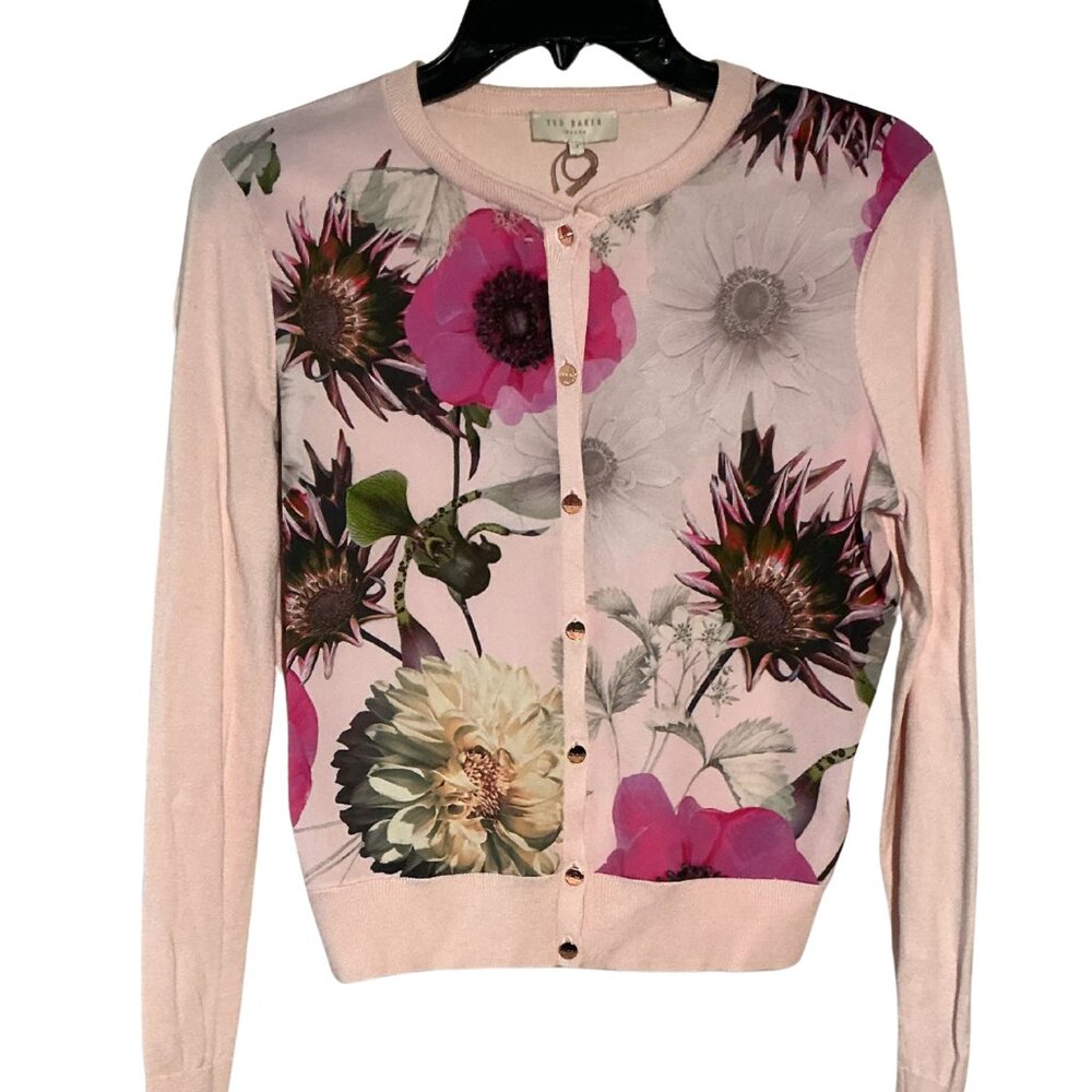 Ted Baker Erinie Neon Poppy Floral Cardigan – Size 1 / US 4